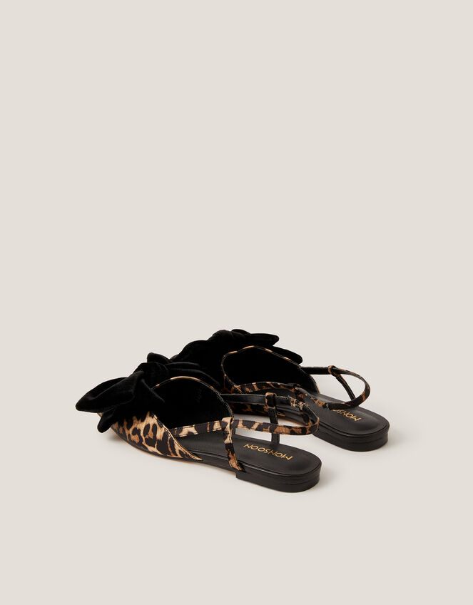 Aria Bow Leopard Slingback Flats, Brown (BROWN), large