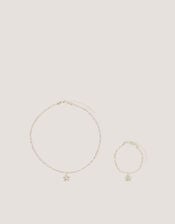 Beaded Flower Diamant&eacute; Necklace & Bracelet Set, , large