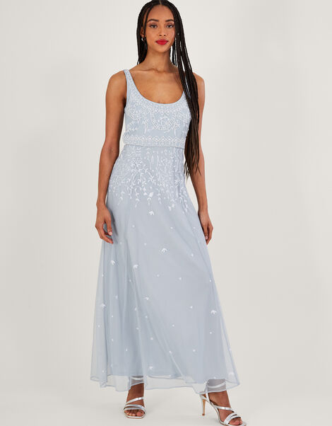 Eugiene Embroidered Shorter Length Maxi Dress, CLOUD, large