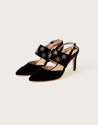 Star Velvet Slingback Shoes Black, Black (BLACK), large