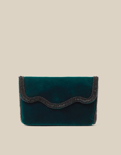 Tori Beaded Velvet Clutch Bag, , large
