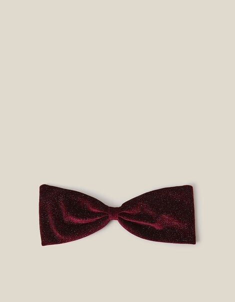 Sparkle Velvet Bow Hair Clip, Red (BURGUNDY), large