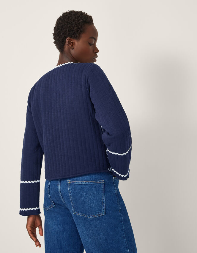 Evie Embroidered Floral Quilted Jacket, Blue (NAVY), large