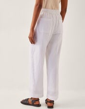 Jolie Short Linen Wide Leg Trousers, White (WHITE), large