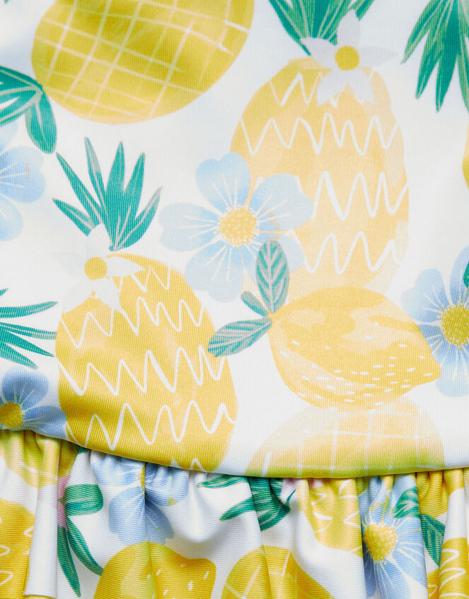 Baby Pineapple Print Skirted Swimsuit with Recycled Polyester, Yellow (YELLOW), large