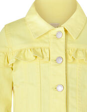 Layla Denim Jacket with Frills, Yellow (LEMON), large