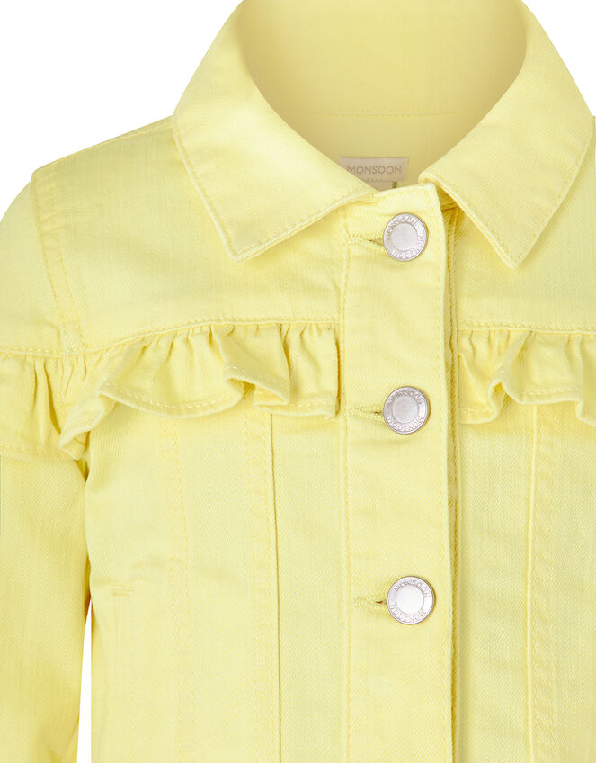 Layla Denim Jacket with Frills, Yellow (LEMON), large