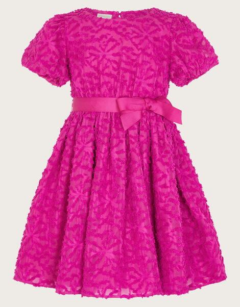 Textured Bow Waist Dress, Pink (MAGENTA), large