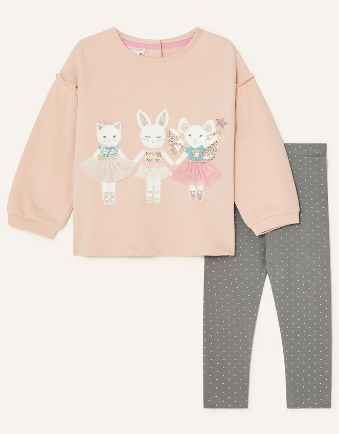 Baby Animal Motif Jersey Set, Pink (PINK), large