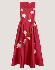 Anya Floral Embroidered Fit & Flare Midi Dress, Pink (PINK), large