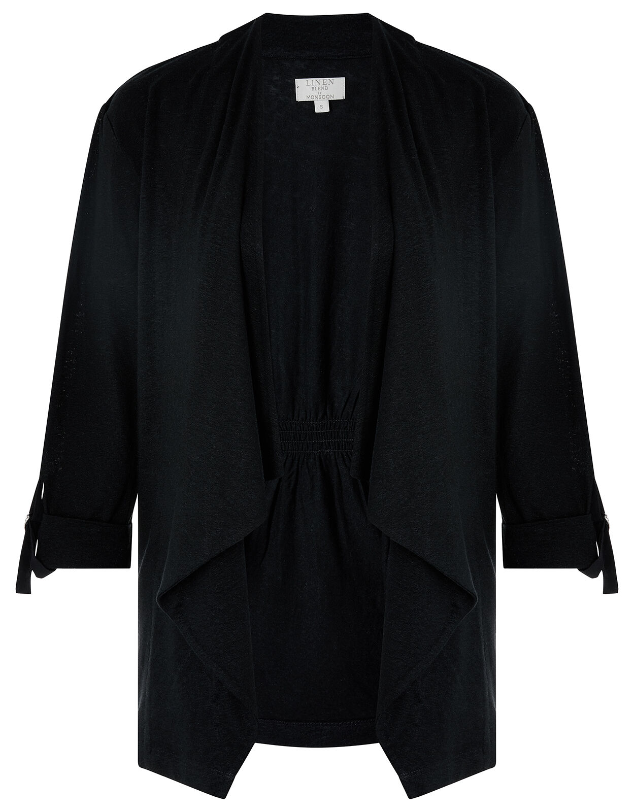 Callie Waterfall Cardigan in Linen Blend Black Casualwear