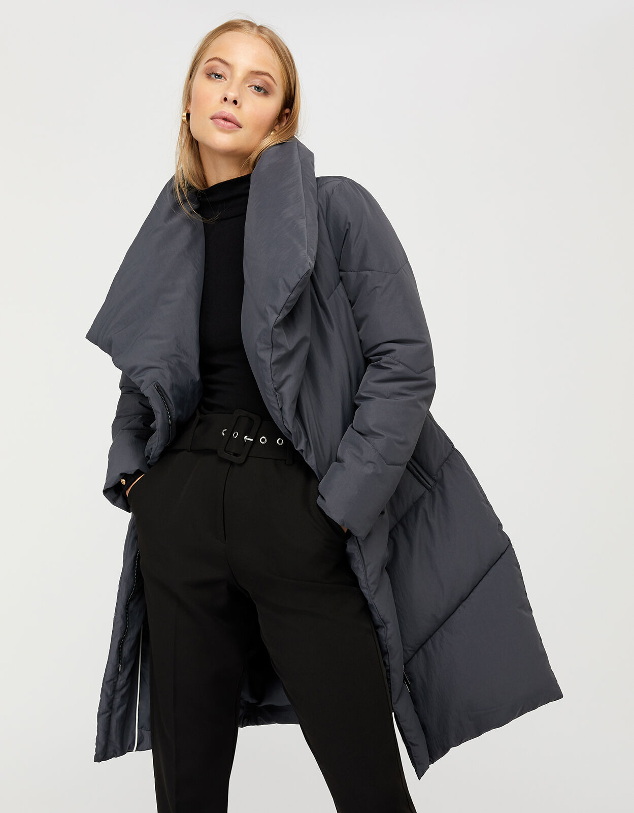 Dhalia Long Duvet Coat Grey