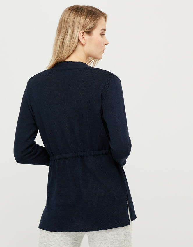 Erica Drawstring Cardigan, Blue (NAVY), large