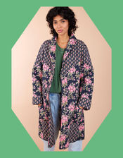 East Charlotte Quilted Floral Print Jacket, Blue (BLUE), large