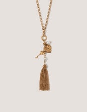 Tassel Heart Charm Necklace, , large
