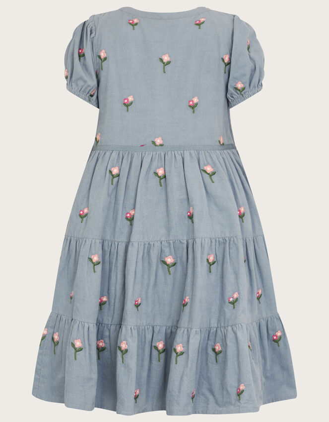 Boutique Embroidered Roses Cord Dress, Blue (BLUE), large