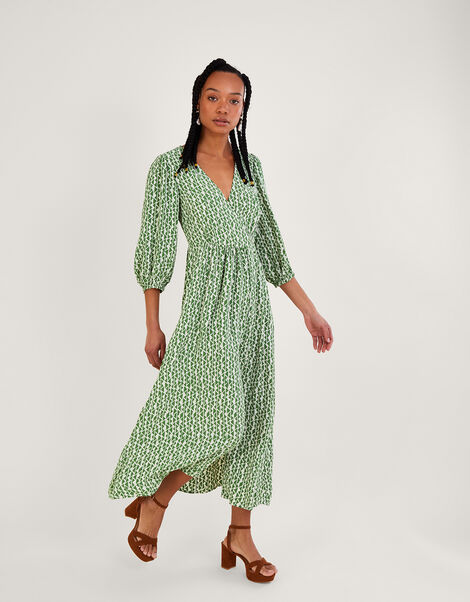 Doris Wrap Dress in Sustainable Viscose  Green, Green (GREEN), large