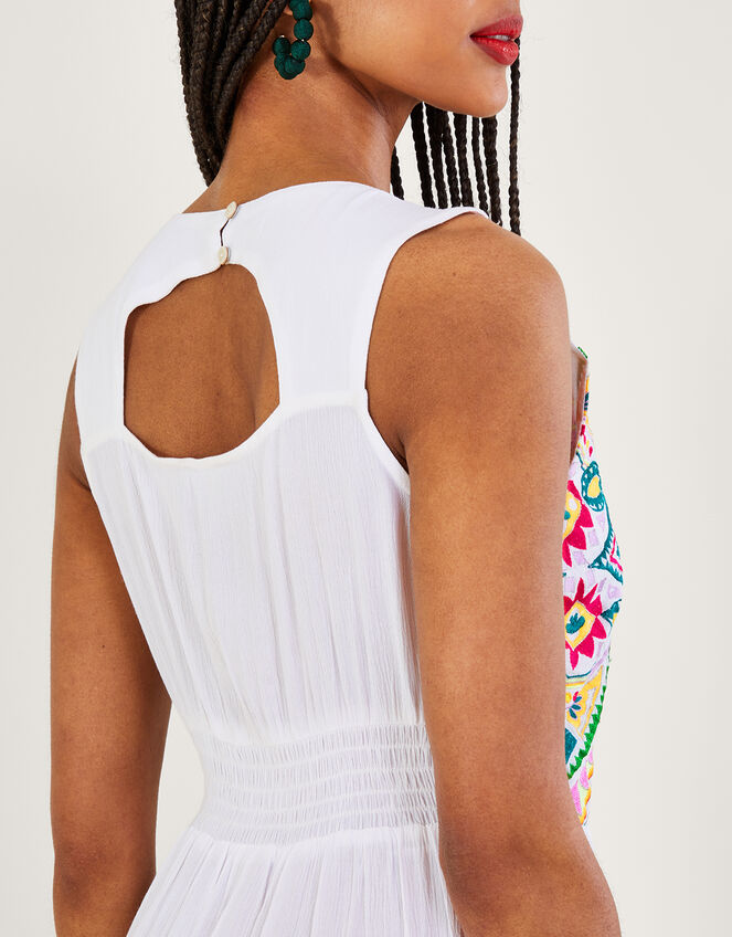 Mosaic Embroidered Midi Dress in LENZING™ ECOVERO™, White (WHITE), large