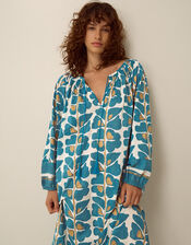 Leila Print Midi Beach Dress, Teal (TEAL), large