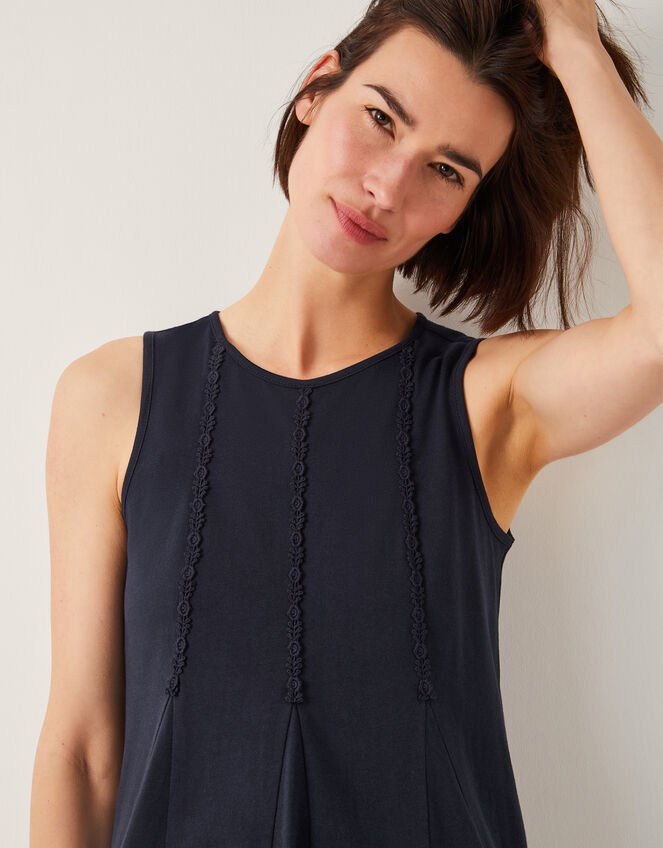 Tate Embroidered Trim Jersey Midi Dress, Blue (NAVY), large