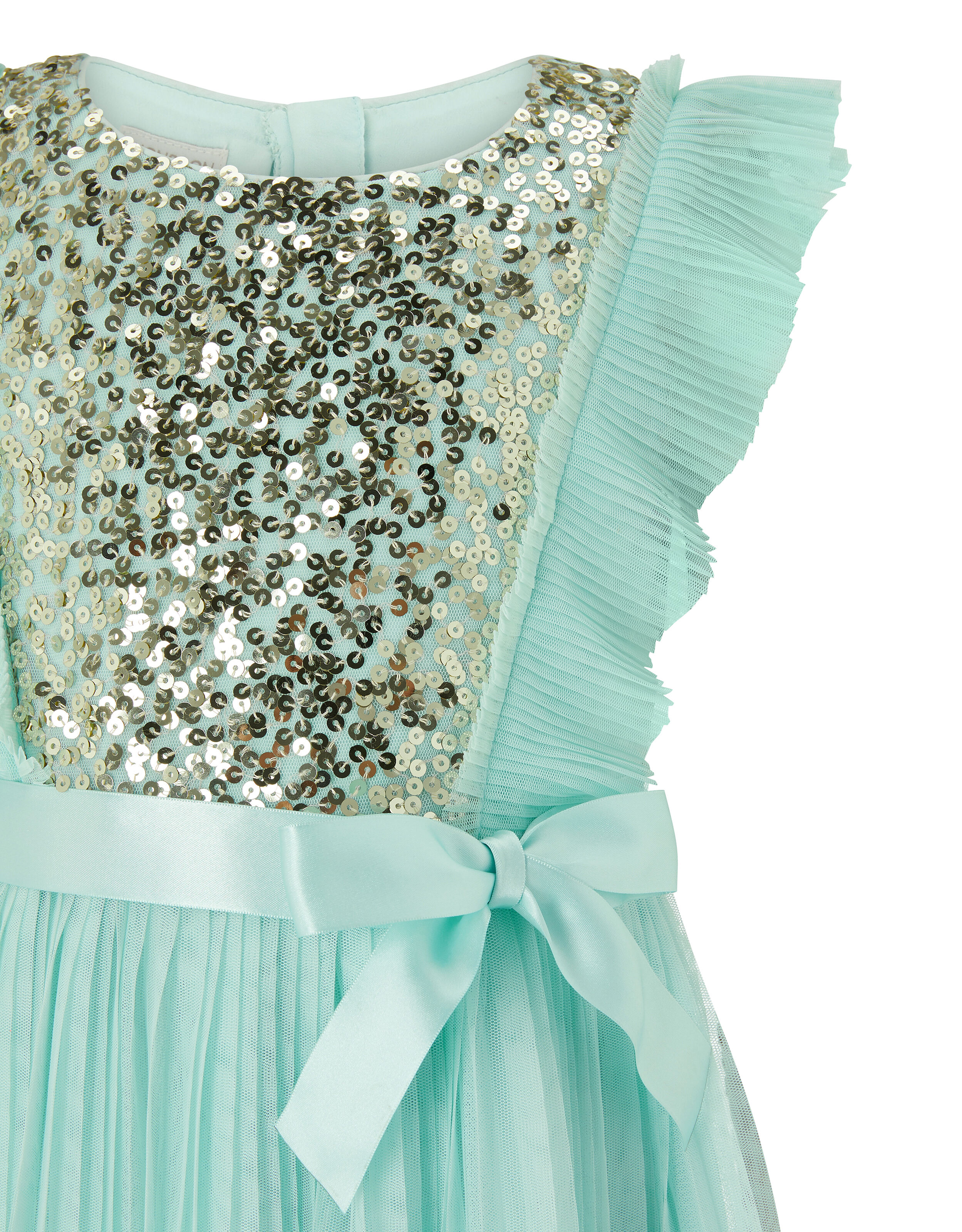 Gabriella Sequin Pleated Dress in Recycled Polyester Green