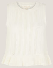 Ruby Ruffle Knit Tank Top, Ivory (IVORY), large