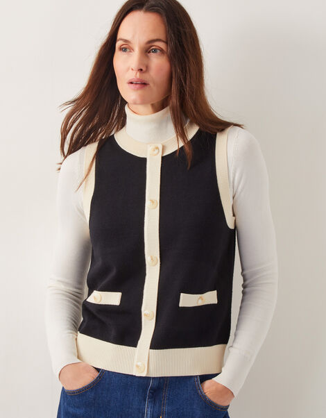 Sala Two Tone Knit Vest, Black (BLACK), large