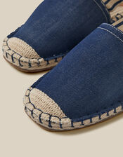Fliss Stripe Chambray Espadrille Flats , Blue (BLUE), large