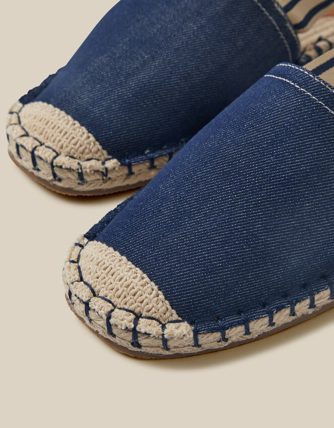 Fliss Stripe Chambray Espadrille Flats , Blue (BLUE), large