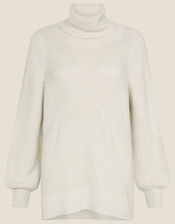 Stitch Cowl Neck Jumper, Ivory (IVORY), large