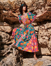 Contrast Floral Print Dress in LENZING™ ECOVERO™, Orange (ORANGE), large