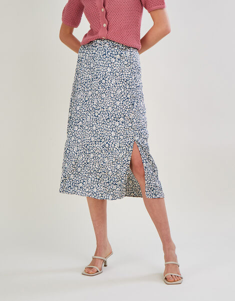 Anias Animal Crinkle Midi Skirt with Recycled Polyester, Teal (TEAL), large