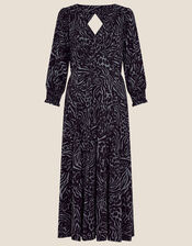 Mixed Animal Print Jersey Dress, Gray (CHARCOAL), large