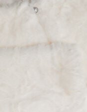 Rose Textured Faux Fur Cardigan, Ivory (IVORY), large
