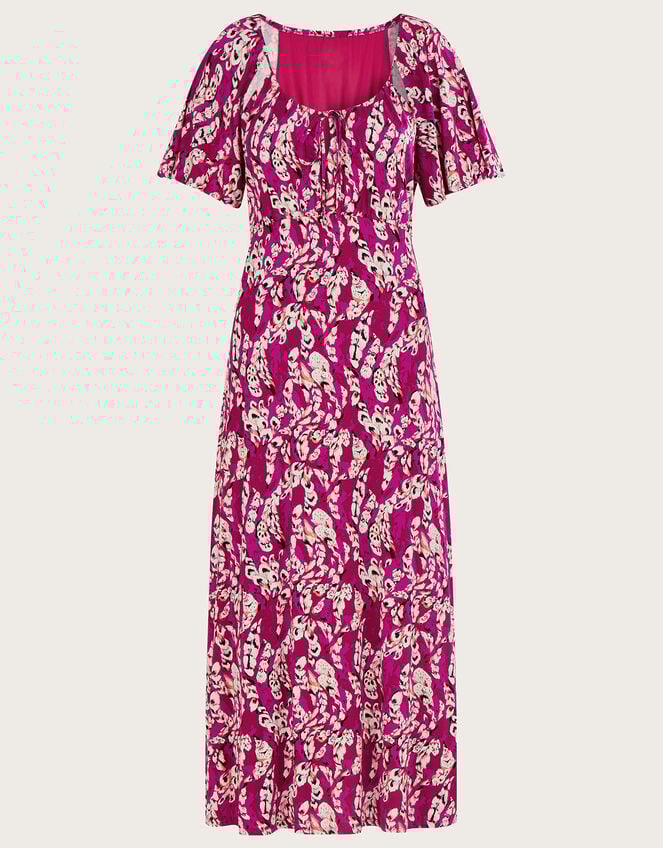 Strappy Feather Jersey Maxi Dress, Pink (PINK), large