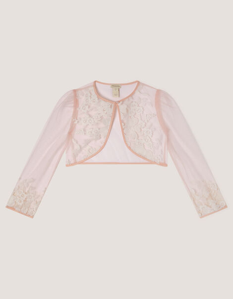 Felicity Embroidered Mesh Cardigan, Pink (PINK), large