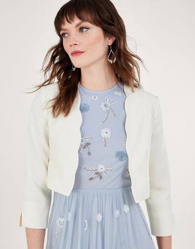Hortensia Scallop Crop Jacket with Recycled Polyester, Ivory (IVORY), large