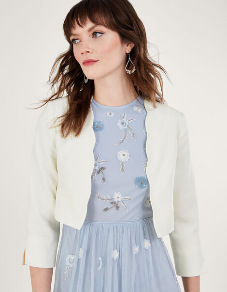Hortensia Scallop Crop Jacket with Recycled Polyester, Ivory (IVORY), large