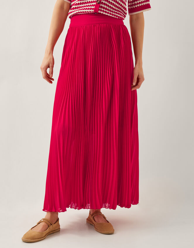 Ezra Pleated Maxi Skirt, Red (RED), large