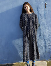 East Celine Textured Cotton Midi Dress, Blue (NAVY), large