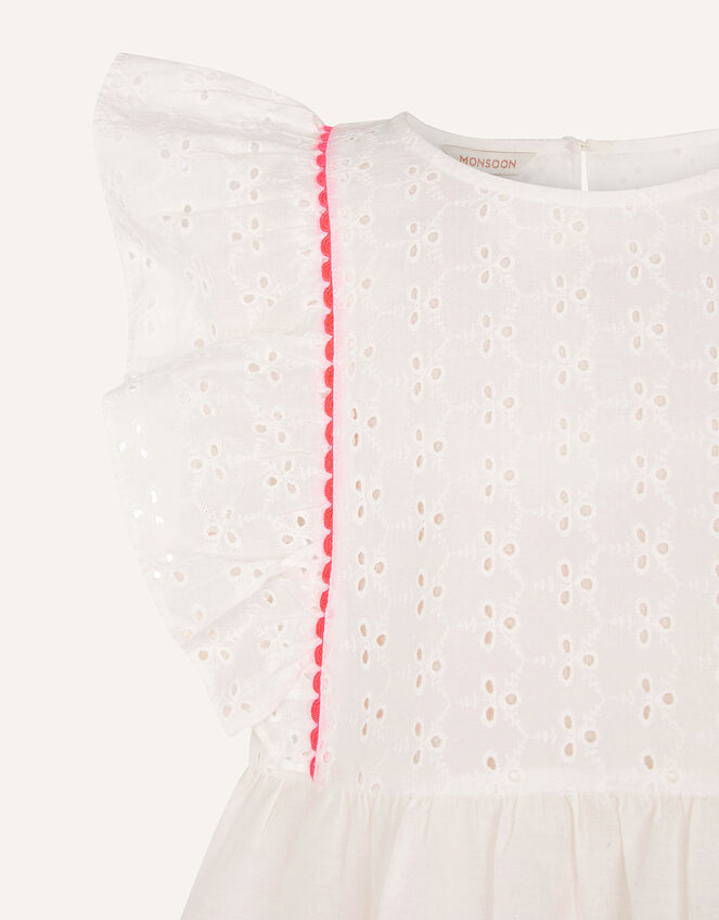 Frill Broderie Top, Ivory (IVORY), large