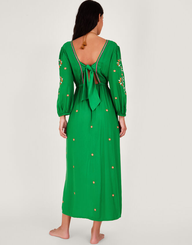 Embroidered Maxi Kaftan Dress in LENZING™ ECOVERO™, Green (GREEN), large
