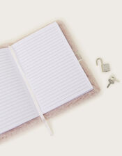 Odette Swan Faux Fur Lockable Diary, , large