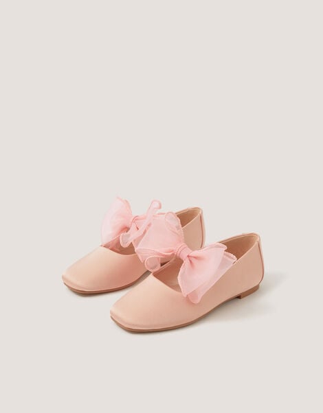 Organza Bow Ballet Flats, Pink (PINK), large