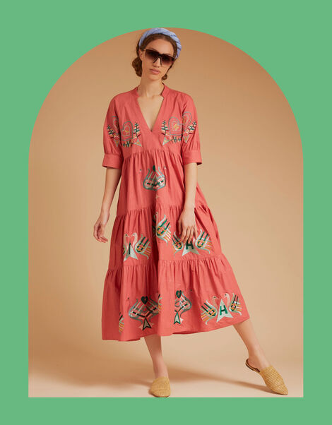 Tallulah and Hop Juliet Long Embroidered Dress, Pink (PINK), large