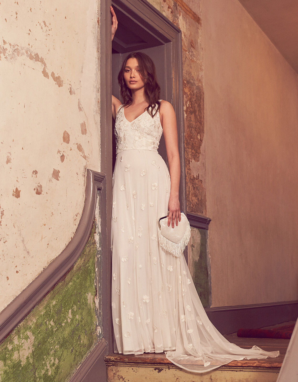 Kate Beaded Floral Bridal Dress Ivory