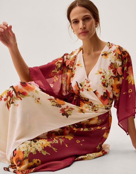 Parrie Floral Midi Wrap Dress, Cream (CREAM), large