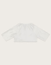 Pearl Trim Communion Jacket, White (WHITE), large