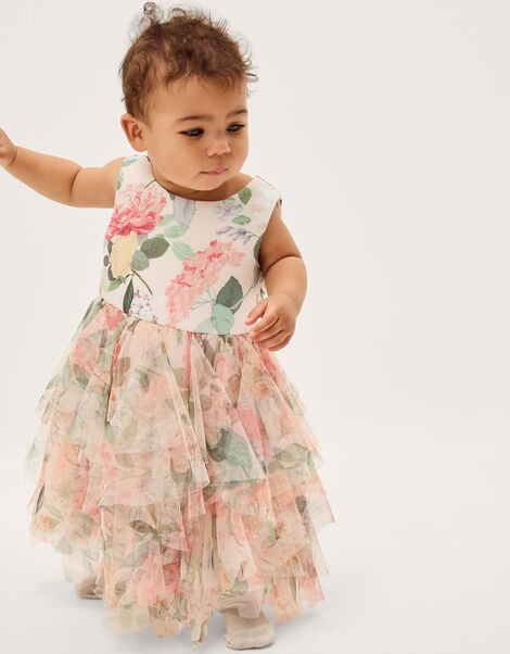 Baby Agnes Floral Print Ruffle Tier Dress, Multi (MULTI), large
