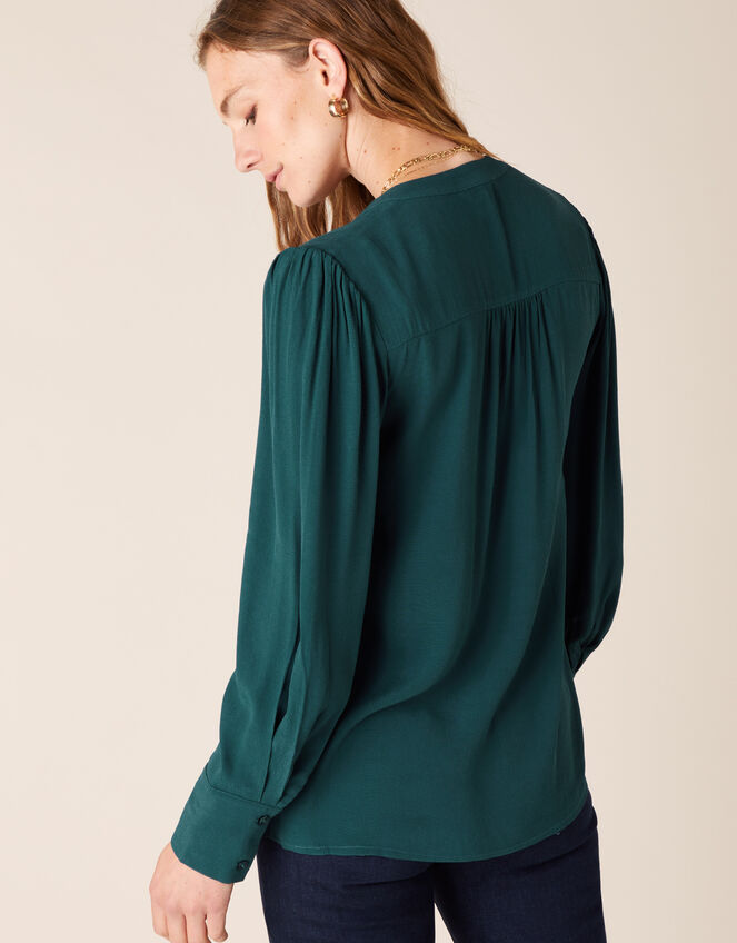 Tie Front Blouse with LENZING™ ECOVERO™, Green (DARK GREEN), large